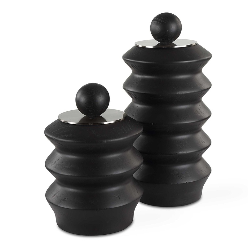 Accordion – Wood Containers (Set of 2) – Black