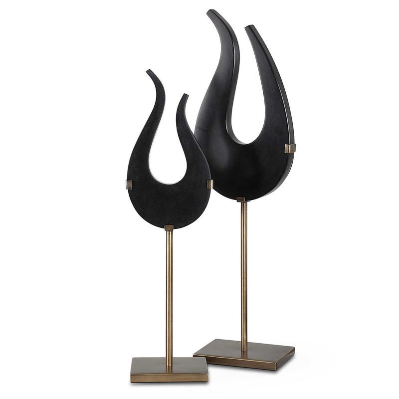 Black – Flame Sculptures (Set of 2)