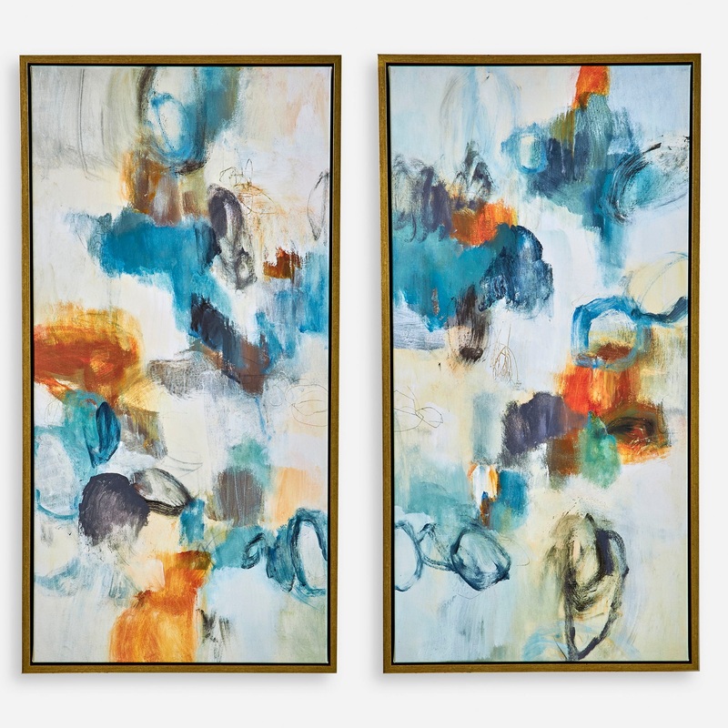 Casual Moments – Framed Abstract Art (Set of 2) – Blue