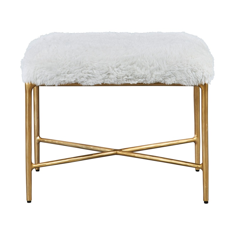 Charmed – Sheepskin Small Bench – White