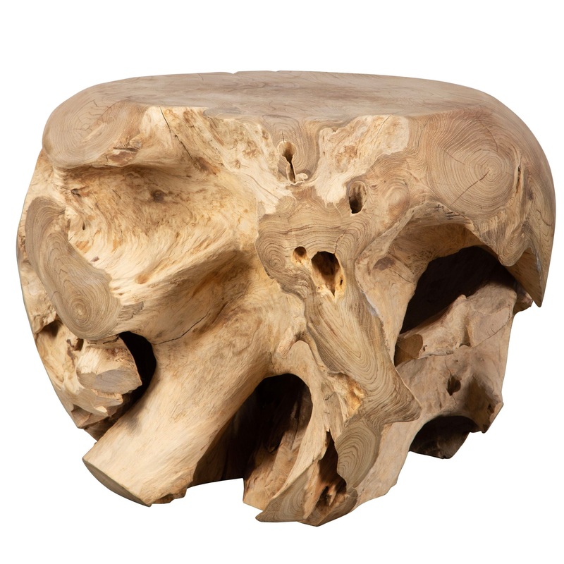 Sola – Handcrafted Teak Side Table – Beige