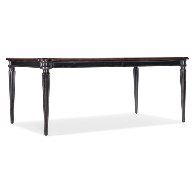 Charleston – Rectangle Leg Dining Table With 2-22in leaves – Dark Brown