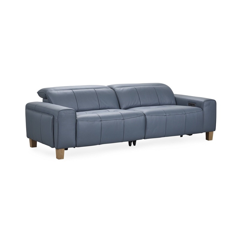 Alea – Leather Power Recliner Sofa – Blue