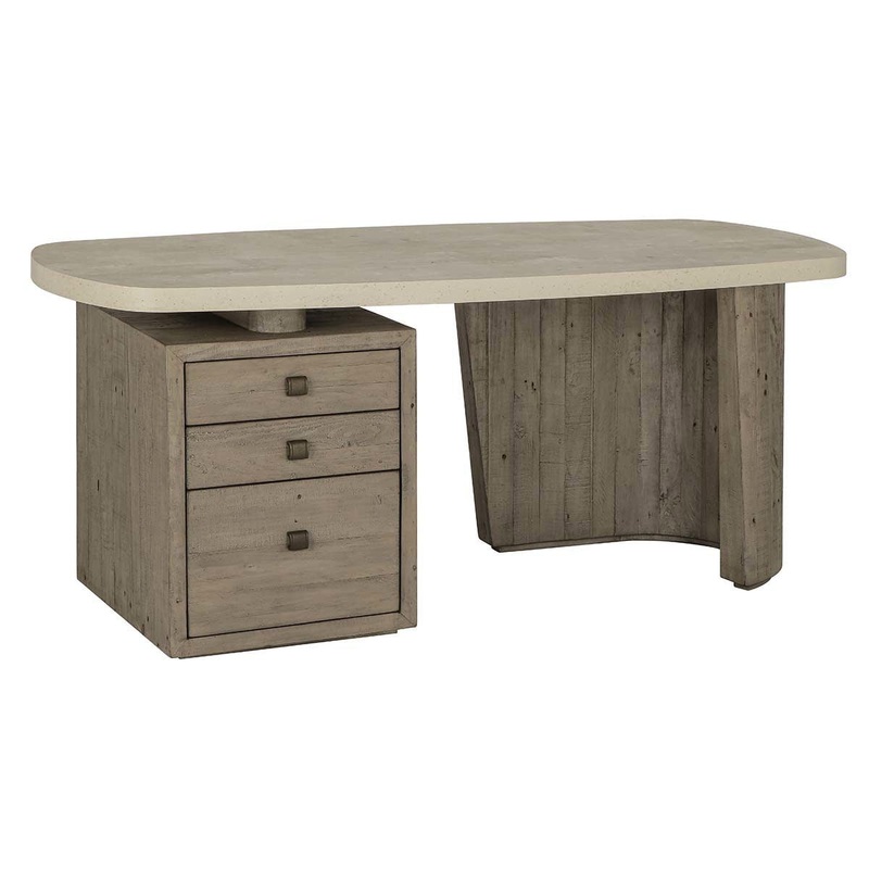 Angus – Solid Wood Desk – Distressed Gray / Antique White