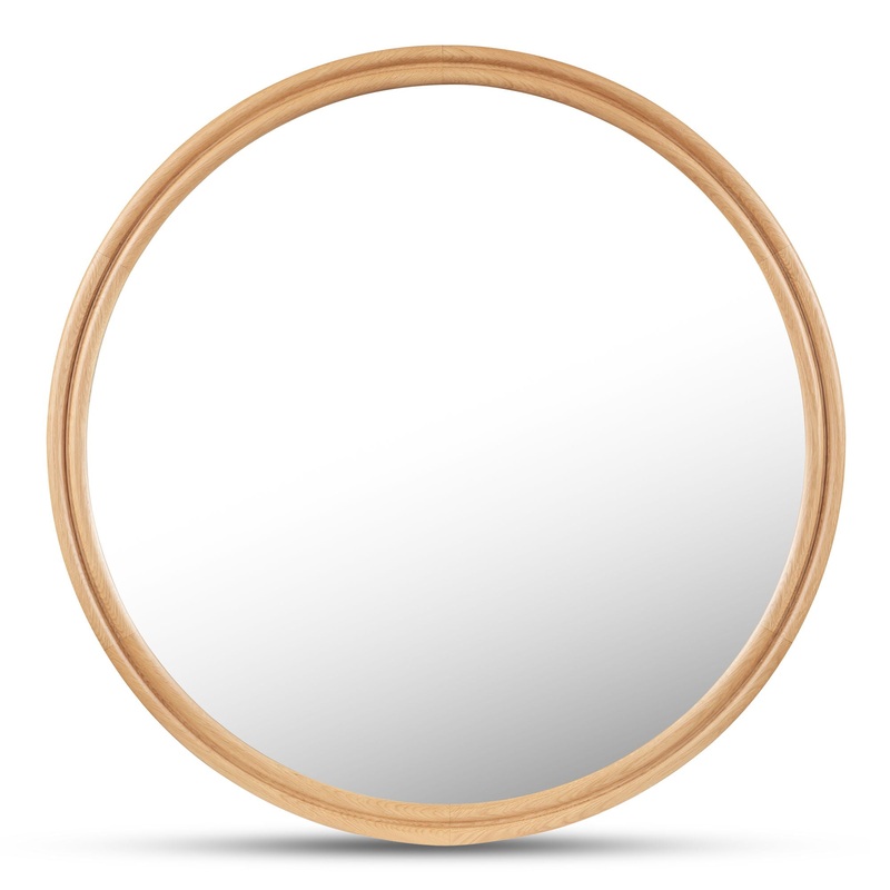 Alcott – Round Accent Mirror Large – Light Brown