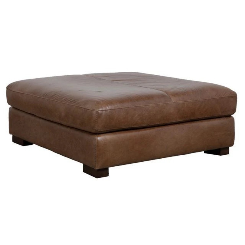 Beckham Chestnut Leather Cocktail Ottoman