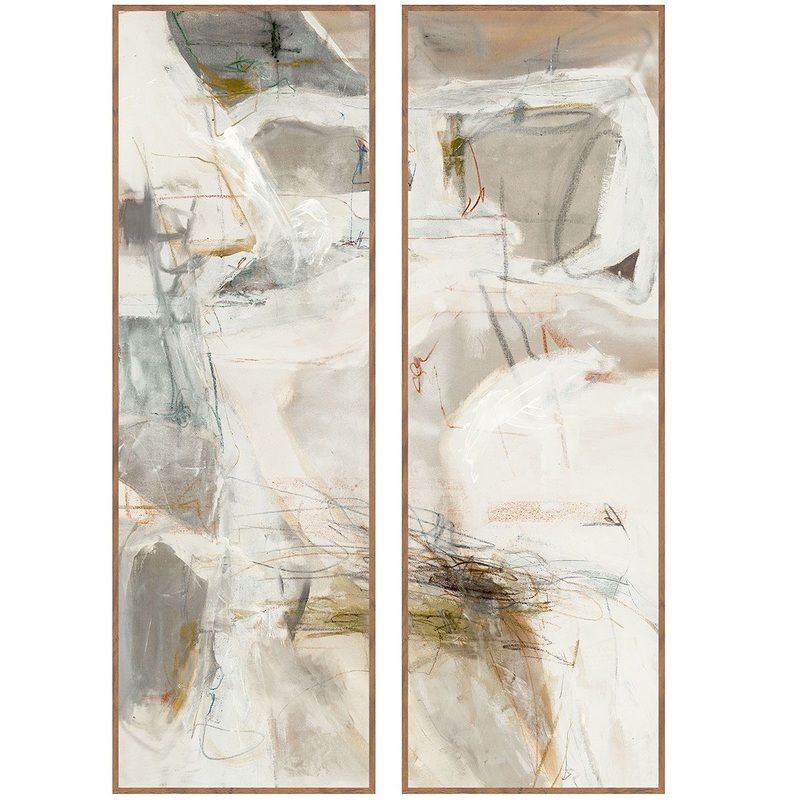 Chalk – 40″ x 60″ Painting By Buddy Whitlock (Set of 2) – Walnut