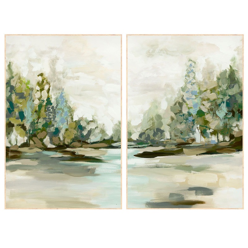 Taiga – 60″ x 40″ Painting By Buddy Whitlock (Set of 2) – Oak Natural
