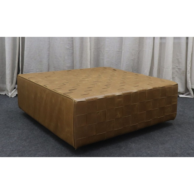 Aristo – Leather Square Ottoman – Chestnut