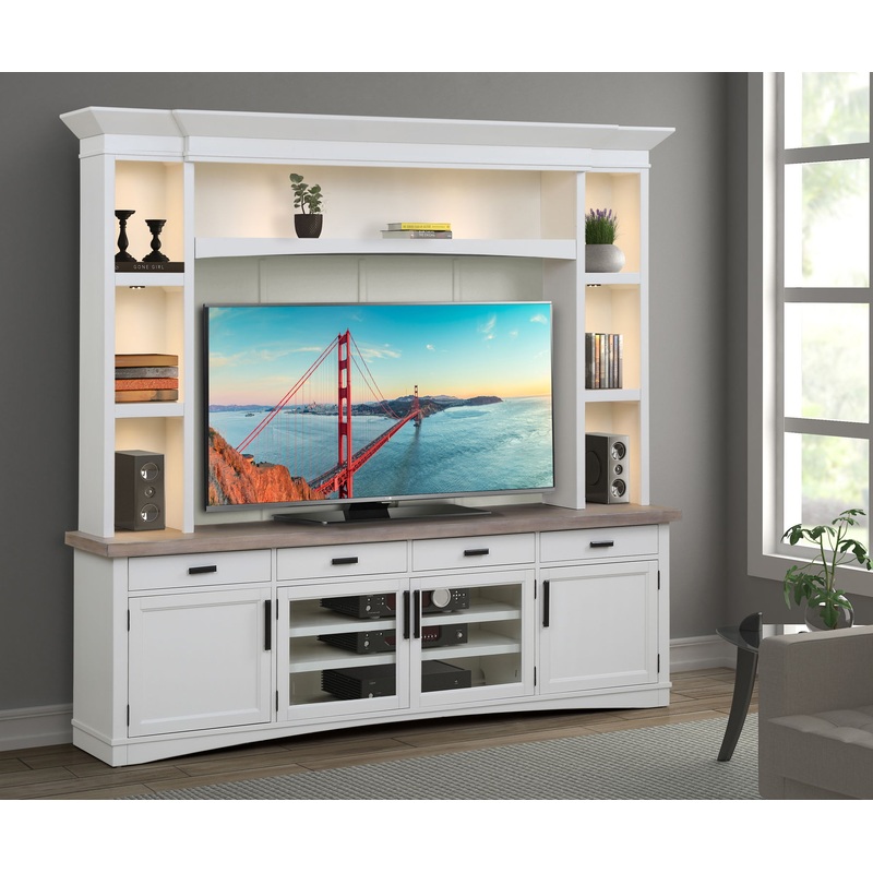 Americana Modern – TV Console with Hutch, Backpanel and LED Lights
