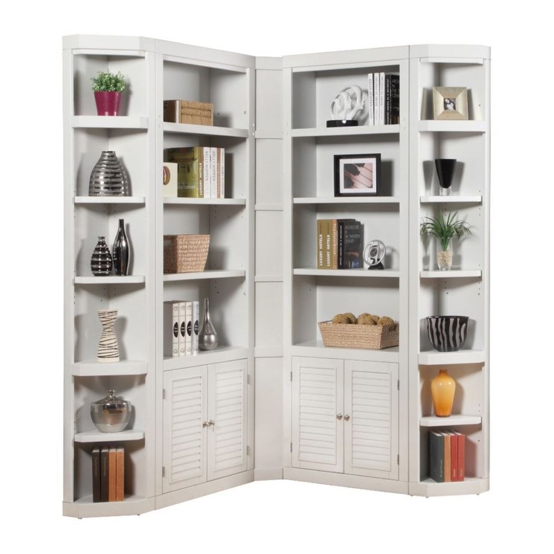 Boca – 5 Piece L Shape Corner Bookcase Wall – Cottage White