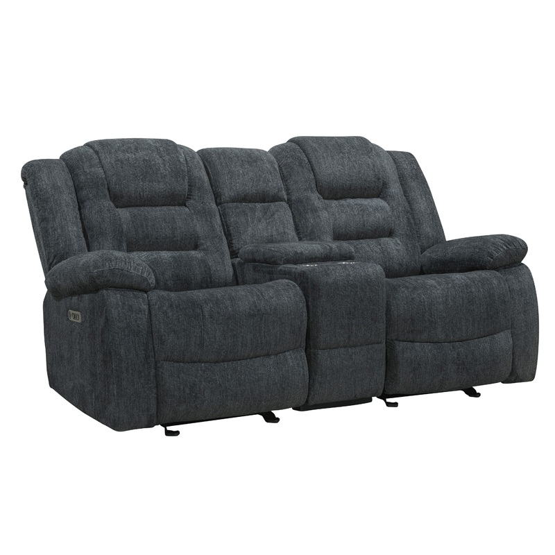 Bolton – Glider Reclining Console Loveseat – Misty Storm