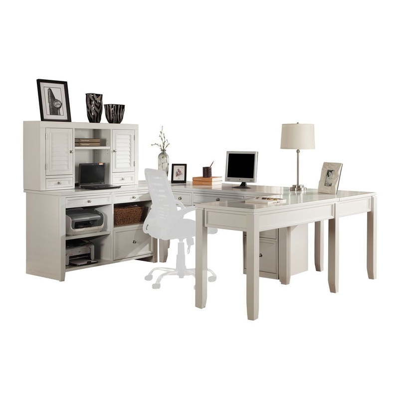 Boca – U Shape Desk With Credenza File And Hutch – Cottage White