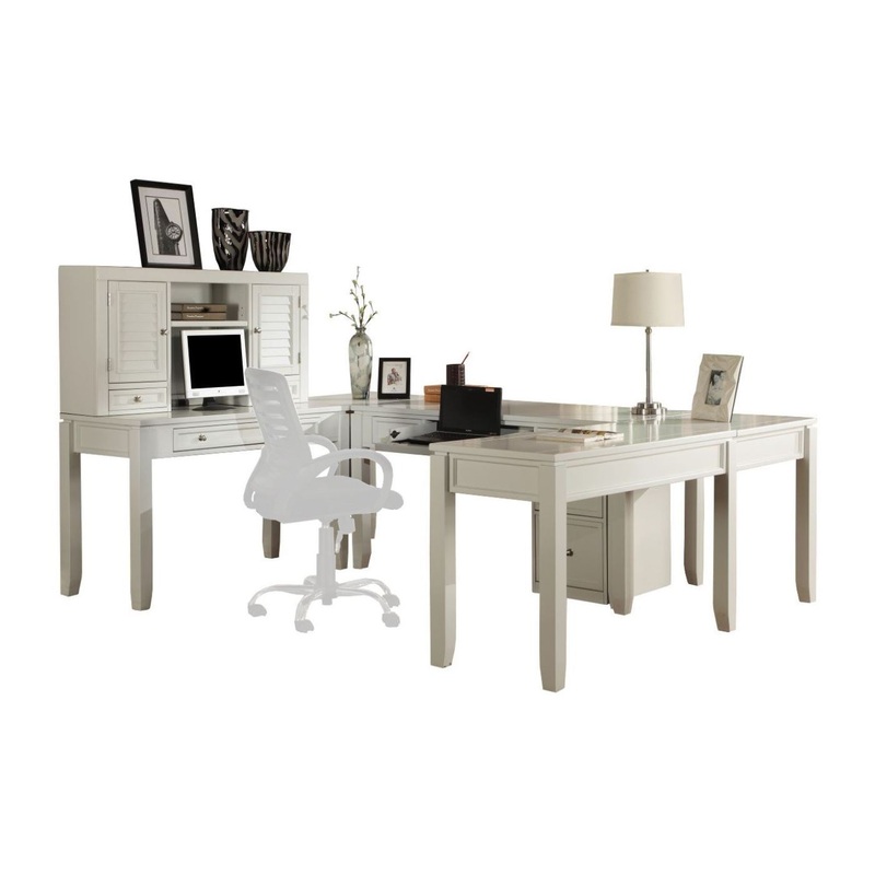 Boca – U Shape Desk With Hutch And File – Cottage White
