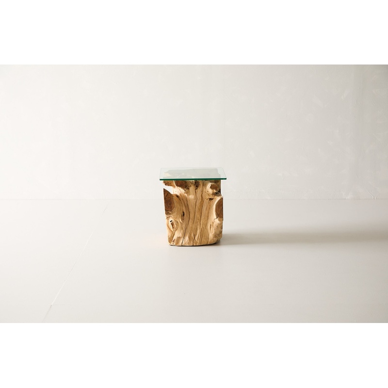 Teak Root Side Table – 16″ Glass