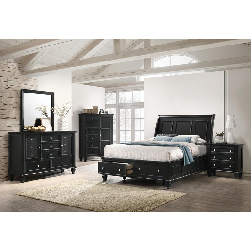 Sandy Beach Storage 4-Piece Queen Bedroom Set with Sleigh Headboard