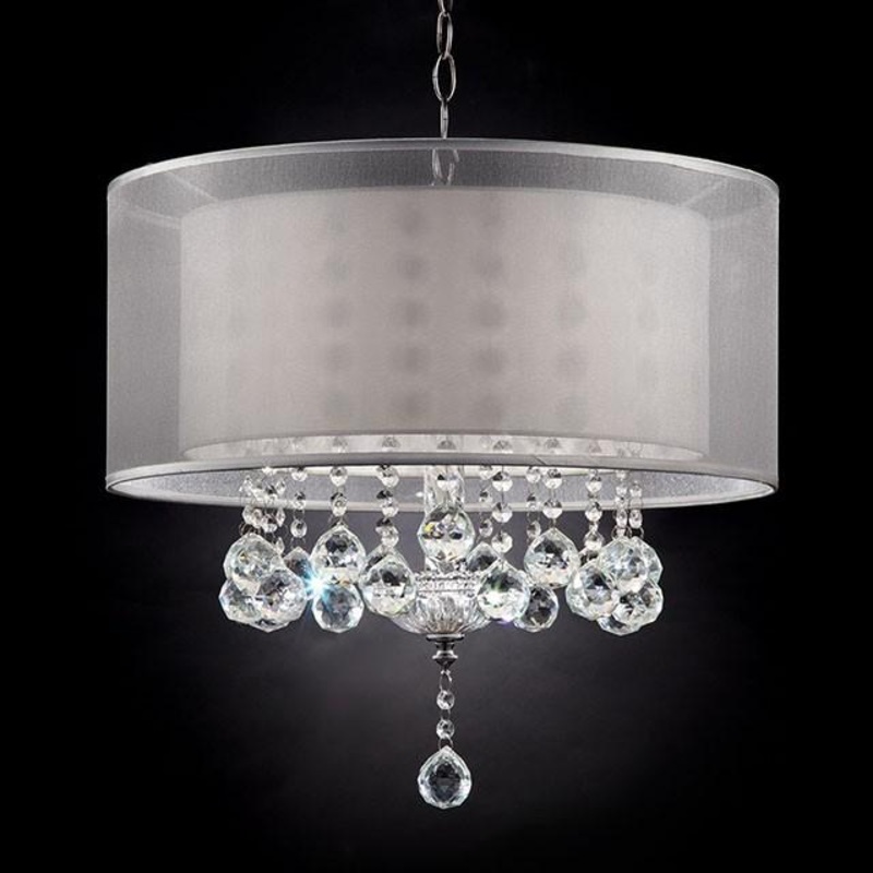 19″H Ceiling Lamp, Hanging Crystal