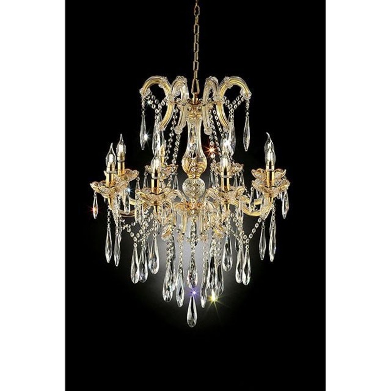 Christiana Gold 35″H Ceiling Lamp Gold, Hanging Crystal