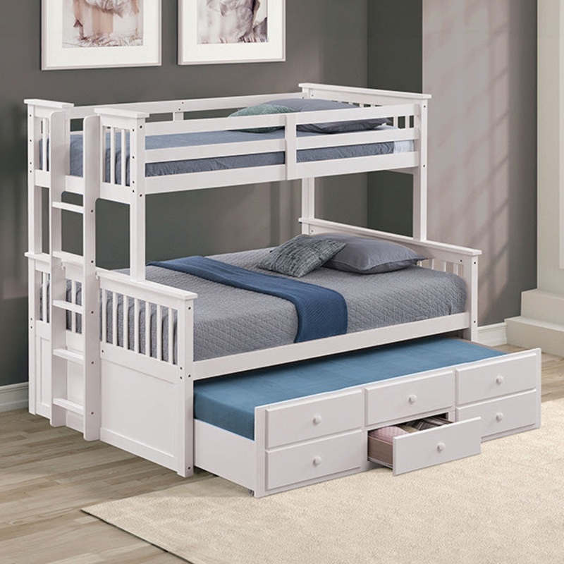 University Twin/Full Bunk Bed Grey, Walnut, & White