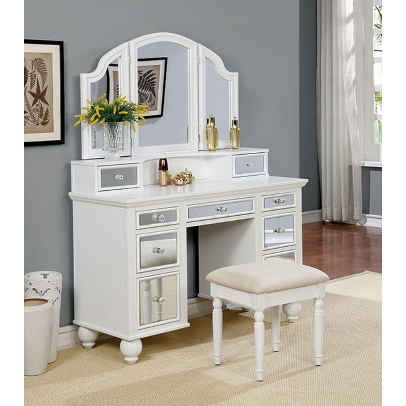 TRACY White Vanity w/ Stool
