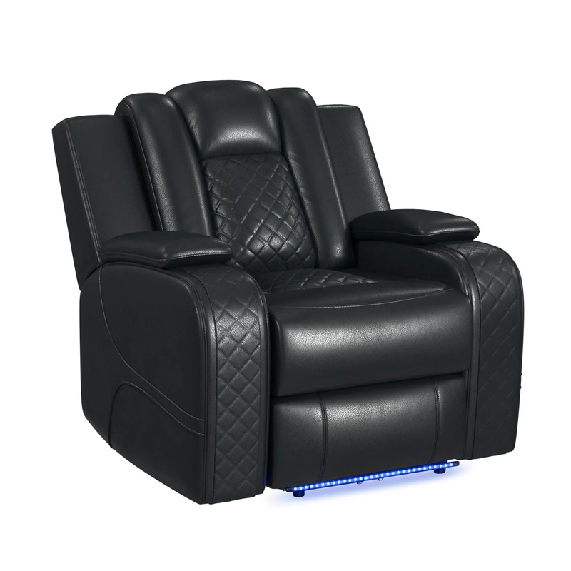 Carlo – Power Motion Recliner With Power Headrest, LED – Pebble Black
