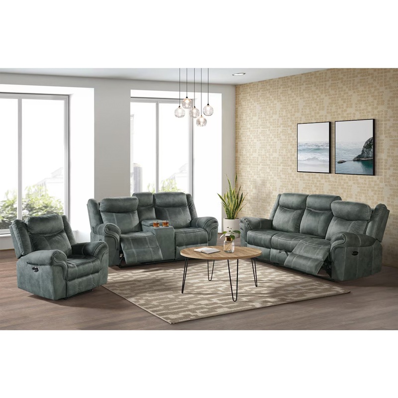 Sorrento – 3 Piece Living Room Set Sofa, Loveseat & Recliner – Charcoal