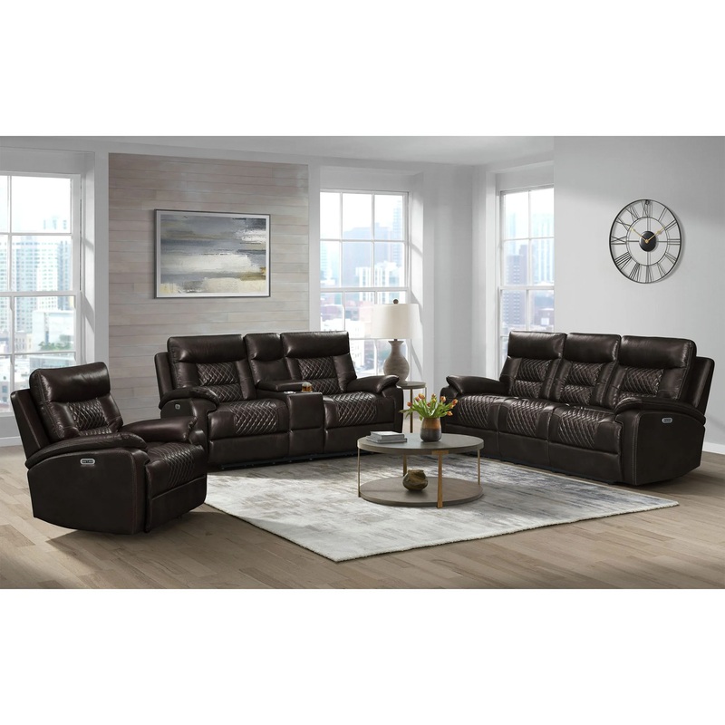 Trinidad – 3 Piece Sofa, Loveseat & Recliner Living Room Set – Pebble Brown