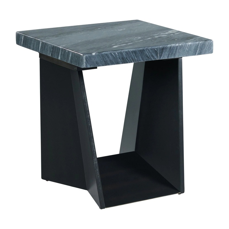Beckley – End Table With Dark Marble Top – Blue