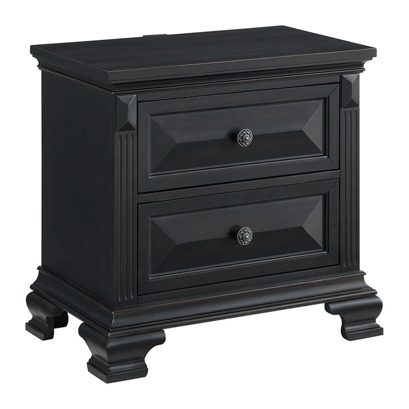 Bridgestone – 2-Drawer Nightstand With USB – Black