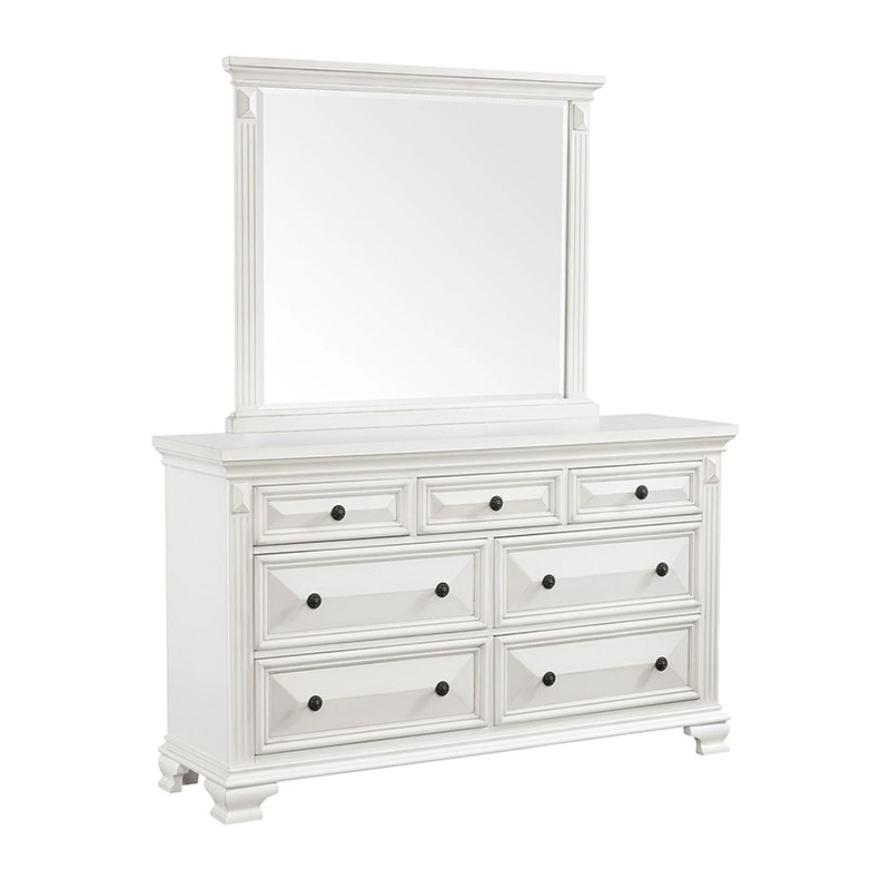 Calloway – 7-Drawer Dresser With Mirror Set – White