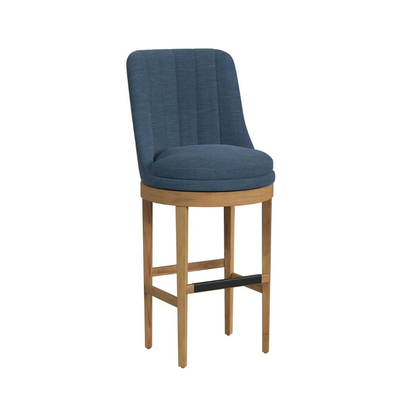 Carmen – Swivel Bar Stool – Natural / Blue