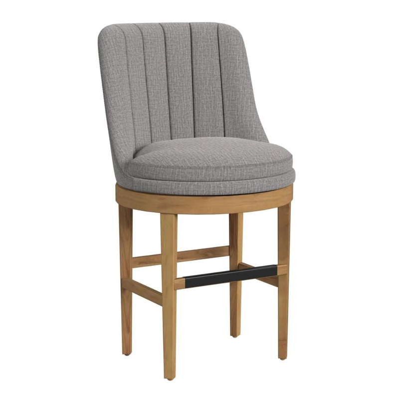 Carmen – Swivel Counter Stool With Light Gray Fabric – Natural