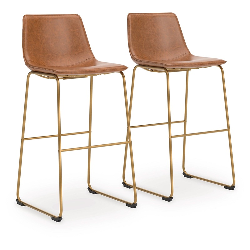 Ciabori – Brown / Gold – Tall Upholstered Barstool (Set of 2)