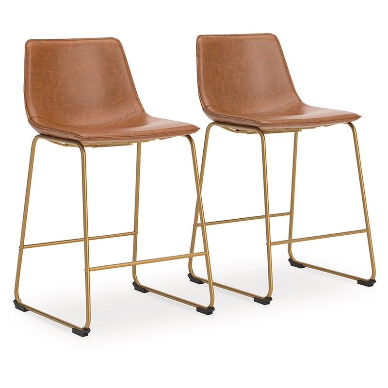 Ciabori – Brown / Gold – Upholstered Barstool (Set of 2)