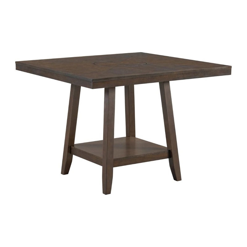 Seneca – Square Counter Table With Lazy Susan – Brown