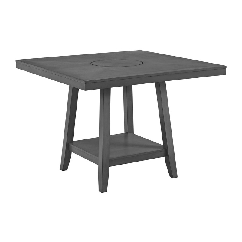 Seneca – Square Counter Table With Lazy Susan – Gray