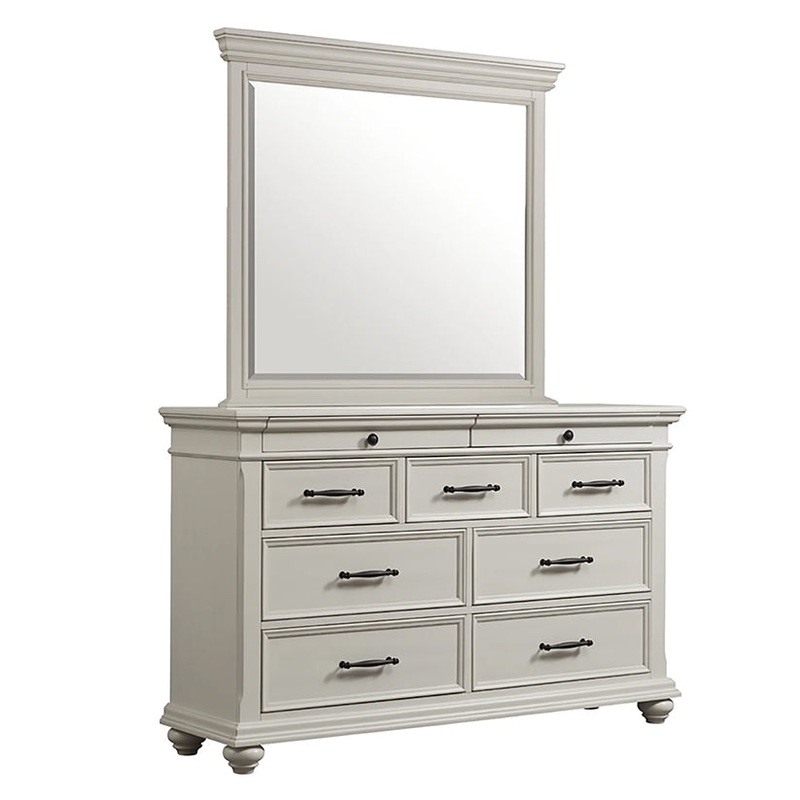 Slater – 9-Drawer Dresser With Mirror – White