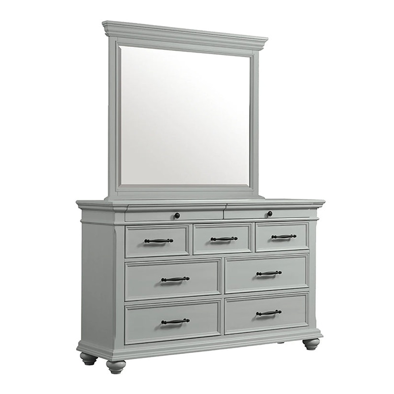 Slater – 9-Drawer Dressser With Mirror – Gray