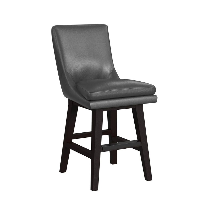 Villanova – PU Swivel Counter Stool – Pewter / Espresso