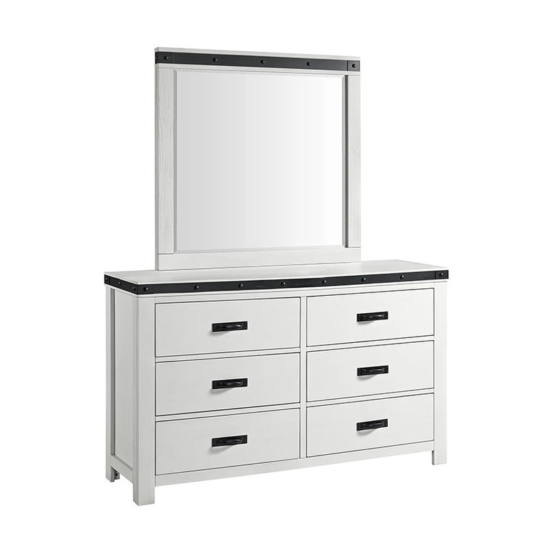 Wade – Youth Dresser And Mirror Set – White