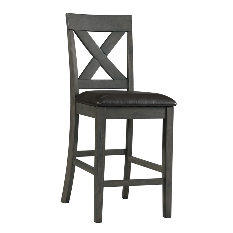 Alex – Counter Side Chair With Black PU (Set of 2) – Gray