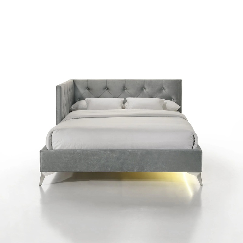 Amberley – Full Upholstered Corner Bed With LED And USB – Gray