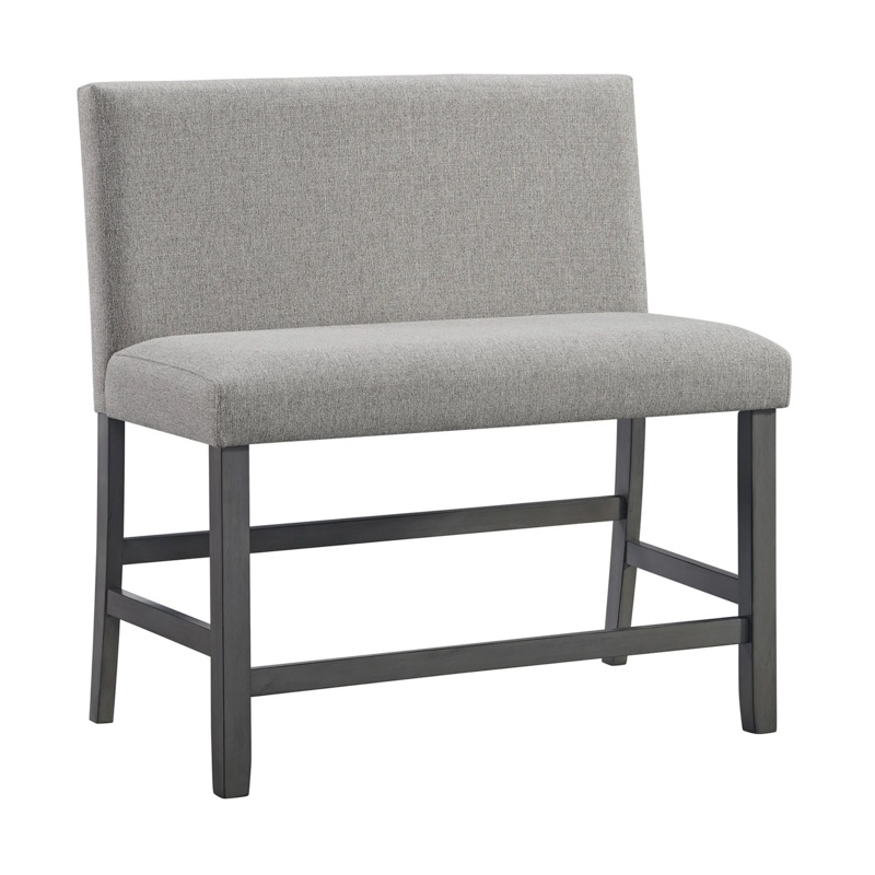 Seneca – Counter Bench With Upholstered Back And Gray Fabric – Gray