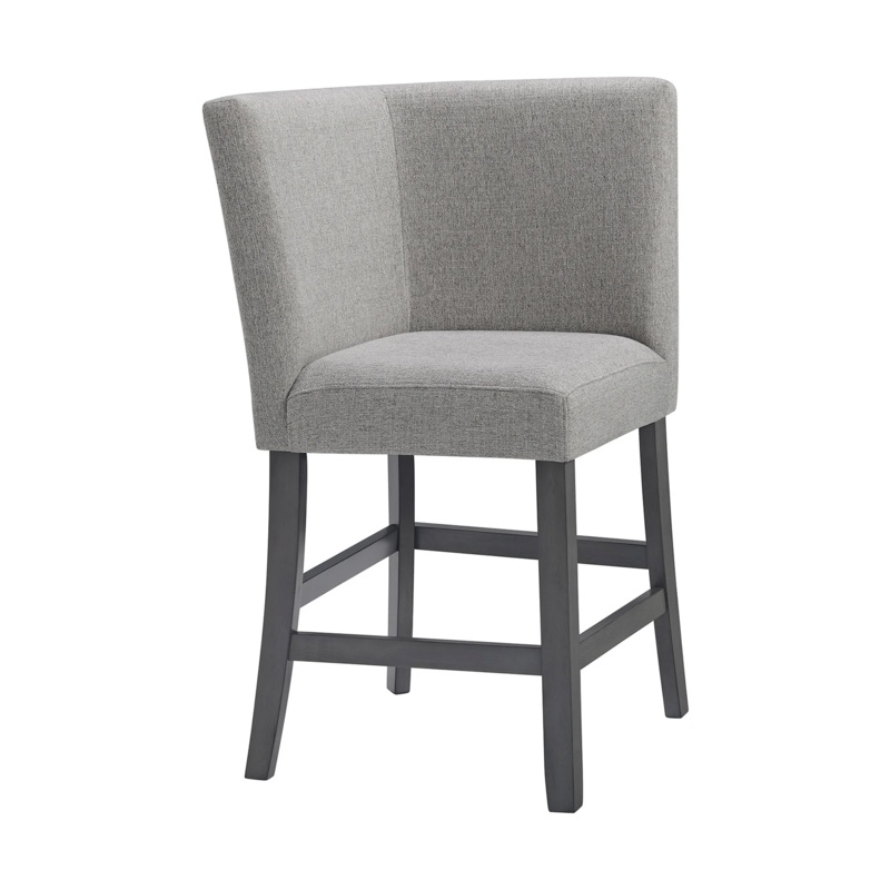 Seneca – Counter Corner Bench With Upholstered Back And Gray Fabric – Gray