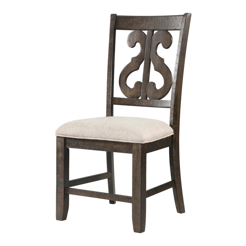 Stone – Wooden Swirl Back Side Chair (Set of 2) – Smokey Walnut