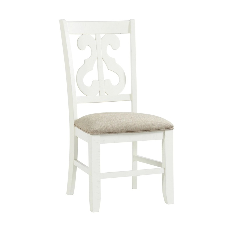 Stone – Wooden Swirl Back Side Chair (Set of 2) – White