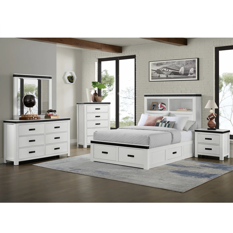 Wade – Youth Full Platform Storage Bed – White