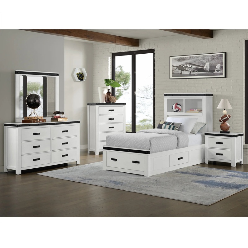 Wade – Youth Twin Platform Storage Bed – White