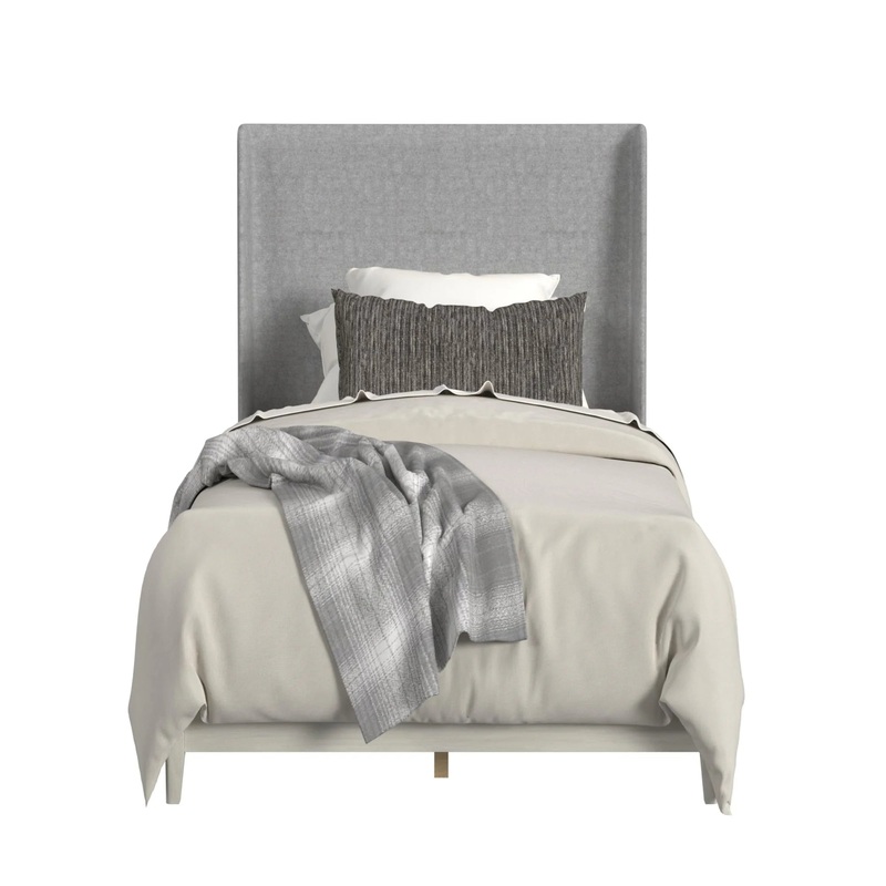 Westland – Twin Upholstered Bed – Almond / Gray