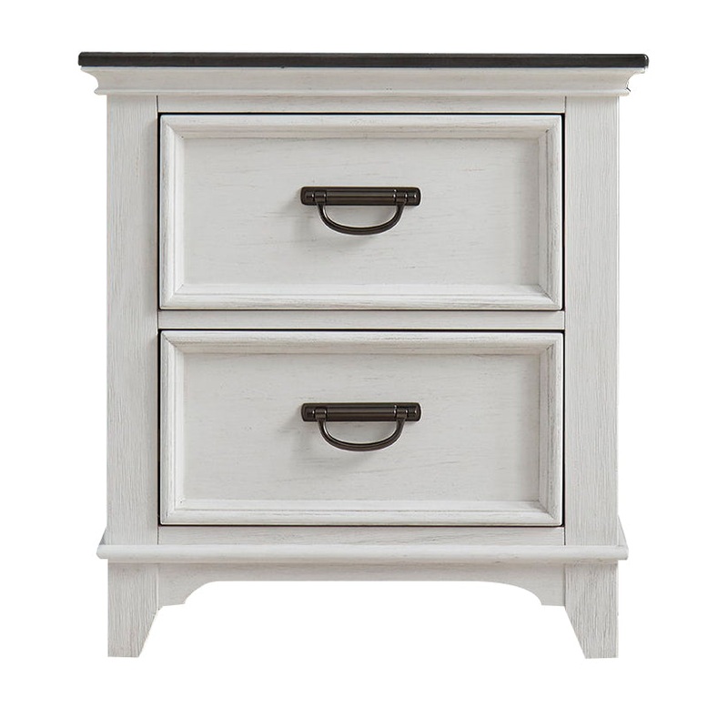 Allyson Park – 2 Drawer Night Stand With Charging Station – White